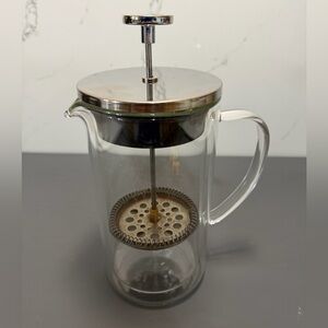 Glass French Press Coffee Maker with Silver Lid